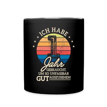 1. Geburtstag Geschenk Habe 1 Jahr Gebraucht - Tasse einfarbig - Schwarz - Vorne