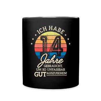 14. Geburtstag Geschenk Habe 14 Jahre Gebraucht - Tasse einfarbig - Schwarz - Vorne