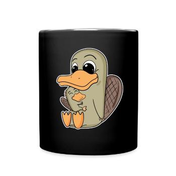 Platypus family - platypus with baby - Full Colour Mug - black - Front