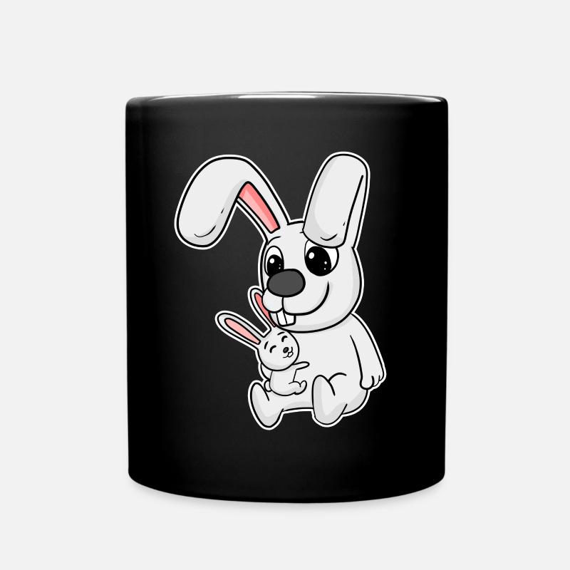 Rabbit Family - Rabbit with Baby - Full Colour Mug - black