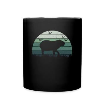 Retro Capybara Silhoutte - Capybaras - Full Colour Mug - black - Front