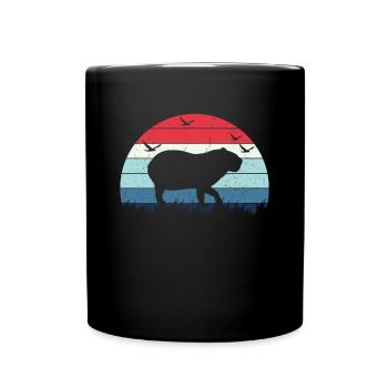 Retro Capybara Silhoutte - Capybaras - Full Colour Mug - black - Front