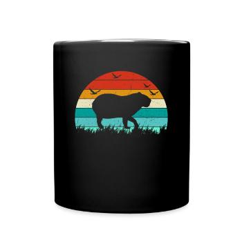 Retro Capybara Silhoutte - Capybaras - Full Colour Mug - black - Front