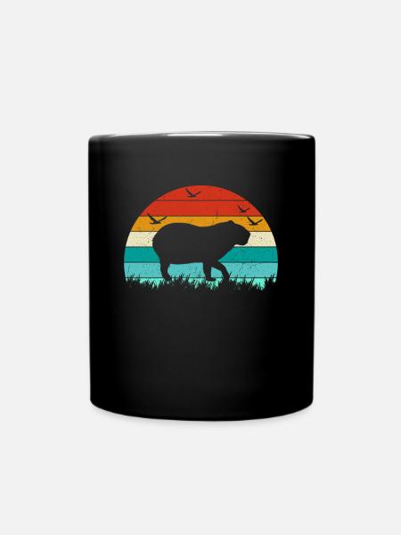 Retro Capybara Silhoutte - Capybaras - Tasse einfarbig - Schwarz