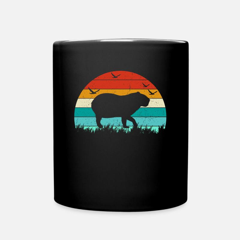 Retro Capybara Silhoutte - Capybaras - Tasse einfarbig - Schwarz