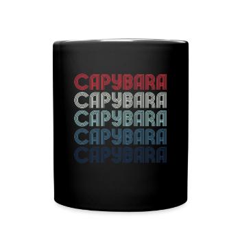 Retro Capybara Text Design - Capybaras - Full Colour Mug - black - Front