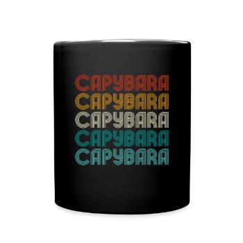 Retro Capybara Text Design - Capybaras - Full Colour Mug - black - Front