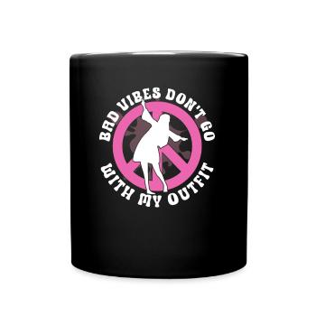 Hippie Peace Zeichen Frieden Blumen Blumenkind - Tasse einfarbig - Schwarz - Vorne