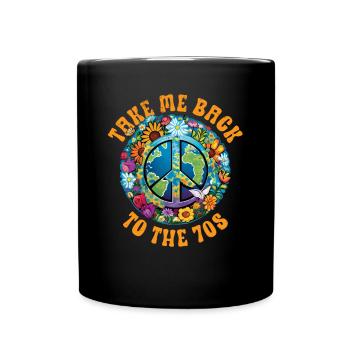 Hippie Peace Sign Peace Flowers Flower Child - Mug uni - noir - Devant
