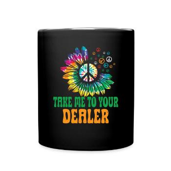 Hippie Peace Sign Peace Flowers Flower Child - Full Colour Mug - black - Front