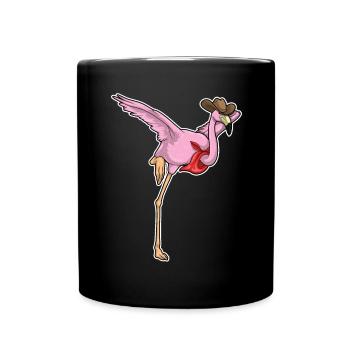 Flamingo Cowboy Cowboyhut - Tasse einfarbig - Schwarz - Vorne
