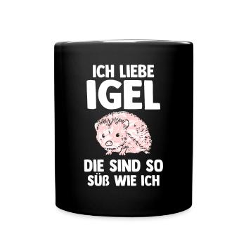 Tiermotiv Igel - Tasse einfarbig - Schwarz - Vorne