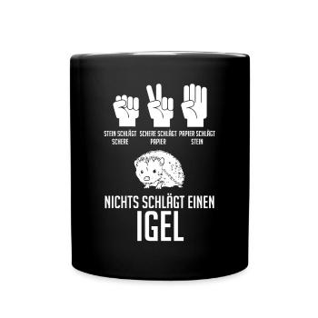 Tiermotiv Igel - Tasse einfarbig - Schwarz - Vorne