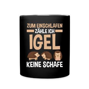 Tiermotiv Igel - Tasse einfarbig - Schwarz - Vorne
