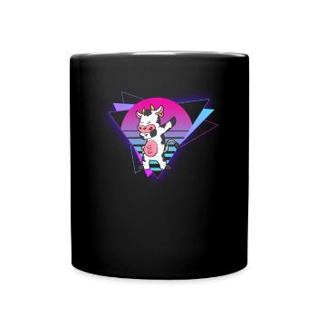Vaporwave Cow - Full Colour Mug - black - Front