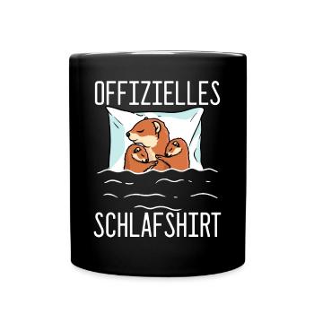 Offizielles Schlafshirt Wiesel Pyjama Frettchen - Tasse einfarbig - Schwarz - Vorne