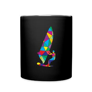 Low Poly Windsurfen Polygon Windsurfen - Tasse einfarbig - Schwarz - Vorne