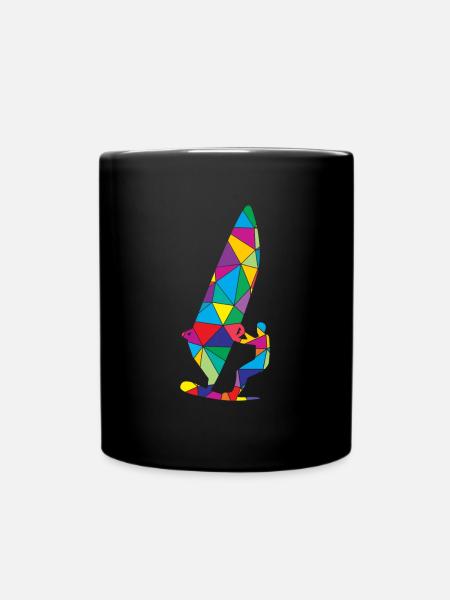Low Poly Windsurfing Polygon Windsurfing - Mug uni - noir