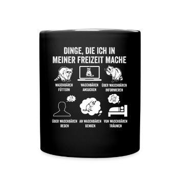 Tiermotiv Waschbär - Tasse einfarbig - Schwarz - Vorne