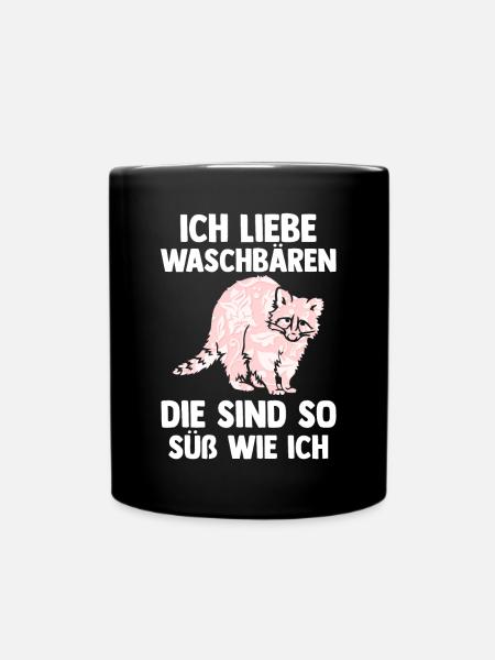 Tiermotiv Waschbär - Tasse einfarbig - Schwarz