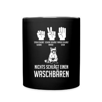 Tiermotiv Waschbär - Tasse einfarbig - Schwarz - Vorne