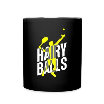 Haarige Bälle - Lustiges Tennis - Tasse einfarbig - Schwarz - Vorne