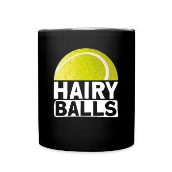 Haarige Bälle - Lustiges Tennis - Tasse einfarbig - Schwarz - Vorne