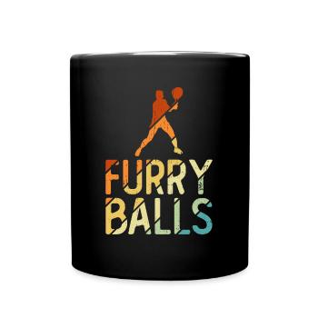 Pelzige Bälle - Lustiges Tennis - Tasse einfarbig - Schwarz - Vorne