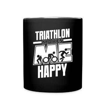 Triathlon Makes Me Happy Training Triathlonrad - Tasse einfarbig - Schwarz - Vorne