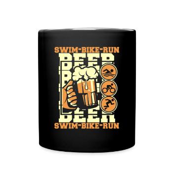 Swim Bike Run Beer Triathlete Training - Full Colour Mug - black - Front