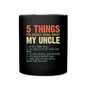 5 choses à savoir sur ma nièce oncle - Mug uni - noir - Devant