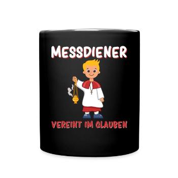 Messdiener Vereint im Glauben - Tasse einfarbig - Schwarz - Vorne