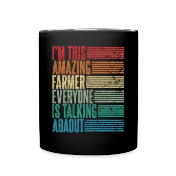 Vintage Landwirt Landwirtin Geschenk Retro - Tasse einfarbig - Schwarz - Vorne
