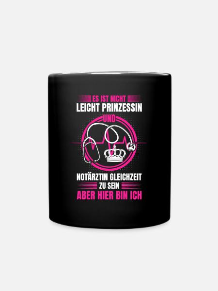 Notärztin Ärztin Sanitäterin Krankenwagen - Tasse einfarbig - Schwarz
