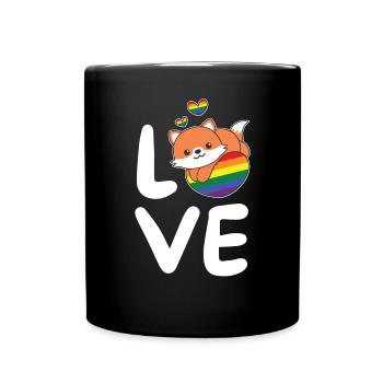 Regenbogen Flag Pride LGBTQ süßer Fuchs Love - Tasse einfarbig - Schwarz - Vorne