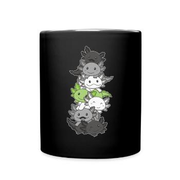 Agender Flag Pride LGBTQ Cute Axolotl Stack - Full Colour Mug - black - Front