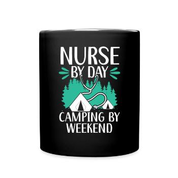 Camp Krankenschwester Camping Krankenschwester Krankenschwester Camper - Tasse einfarbig - Schwarz - Vorne
