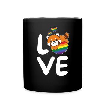 Rainbow Flag Pride LGBTQ Mignon Red Panda Love - Mug uni - noir - Devant