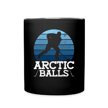 Arctic Balls - Lustiges Eishockey - Tasse einfarbig - Schwarz - Vorne