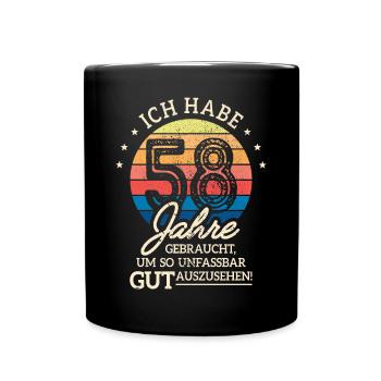 58. Geburtstag Geschenk Habe 58 Jahre Gebraucht - Tasse einfarbig - Schwarz - Vorne
