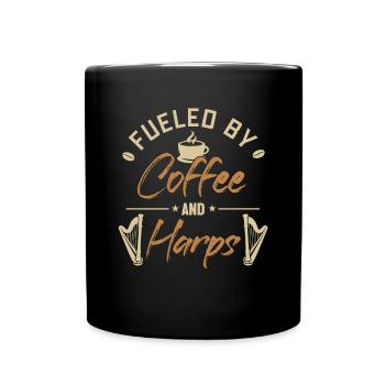 Alimenté par le café et les harpes Harpe de concert Harpe - Mug uni - noir - Devant