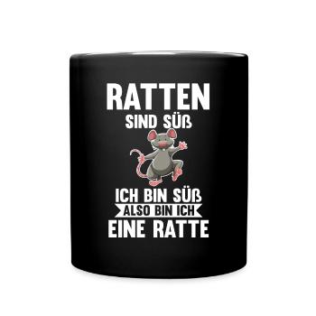 Nagetier Ratte Ratten - Tasse einfarbig - Schwarz - Vorne