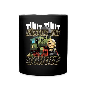 Nächste Haltestelle Schule - Kids Lokomotive - Tasse einfarbig - Schwarz - Vorne