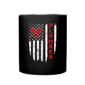 USA Amerikanische Flagge Klempner Männer Frauen Klempner Patri - Tasse einfarbig - Schwarz - Vorne