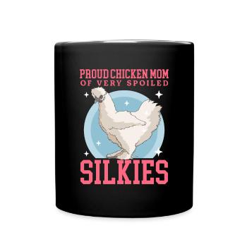 Silk Chicken Mom Silkie Chicken Silk Chickens Gift - Full Colour Mug - black - Front