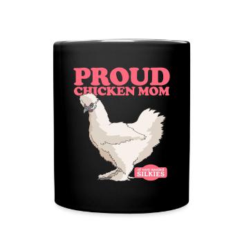 Poulet en soie maman poulet Silkie Silk poulets cadeau - Mug uni - noir - Devant