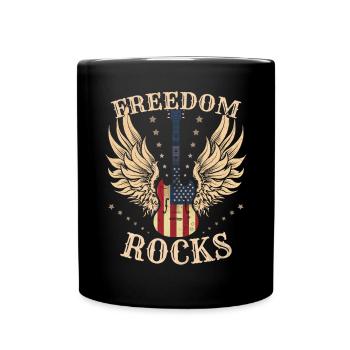 Freedom Rocks American Flag Gitarre - Tasse einfarbig - Schwarz - Vorne