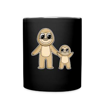 Faultier Familie - Faultier mit Baby - Faultier - Tasse einfarbig - Schwarz - Vorne
