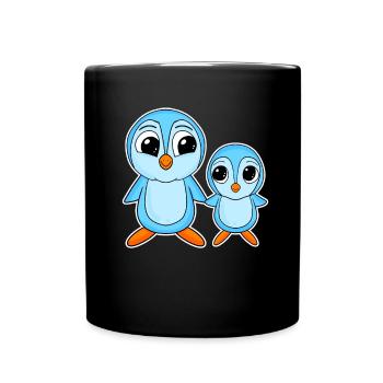 Penguin Family - Penguin with Baby - Penguin Motif - Full Colour Mug - black - Front
