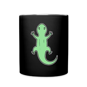 Echsen Echse Grün Reptilien - Tasse einfarbig - Schwarz - Vorne
